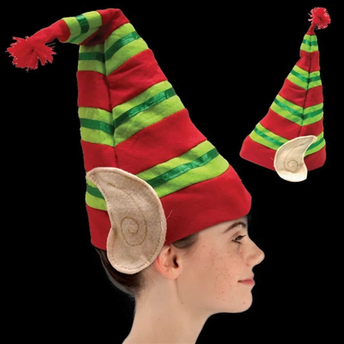 Striped Elf Hat with Ears