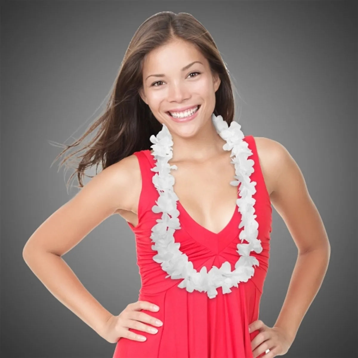 White Silk Flower Lei