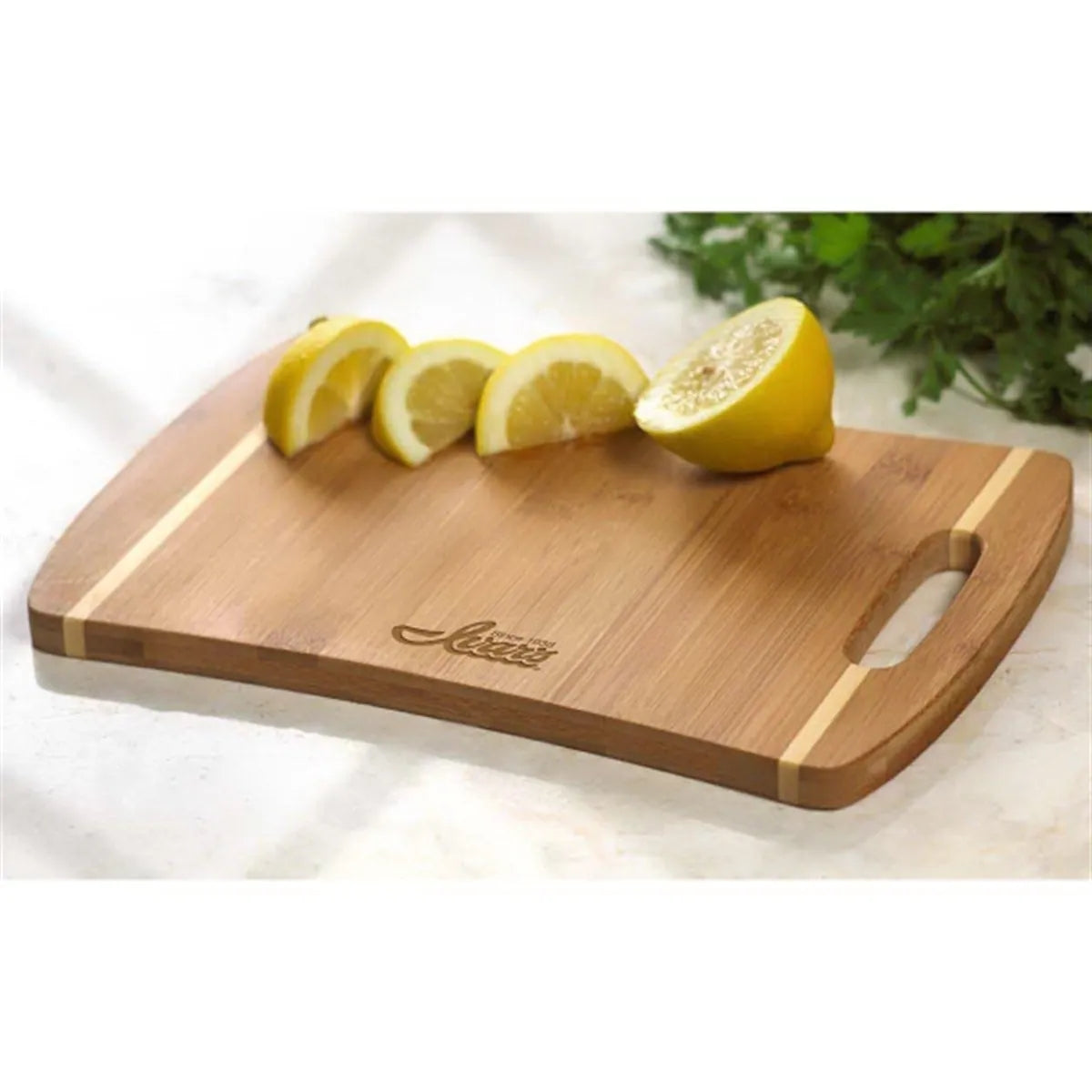 Stripe Handle Premium Bamboo Cutting Board