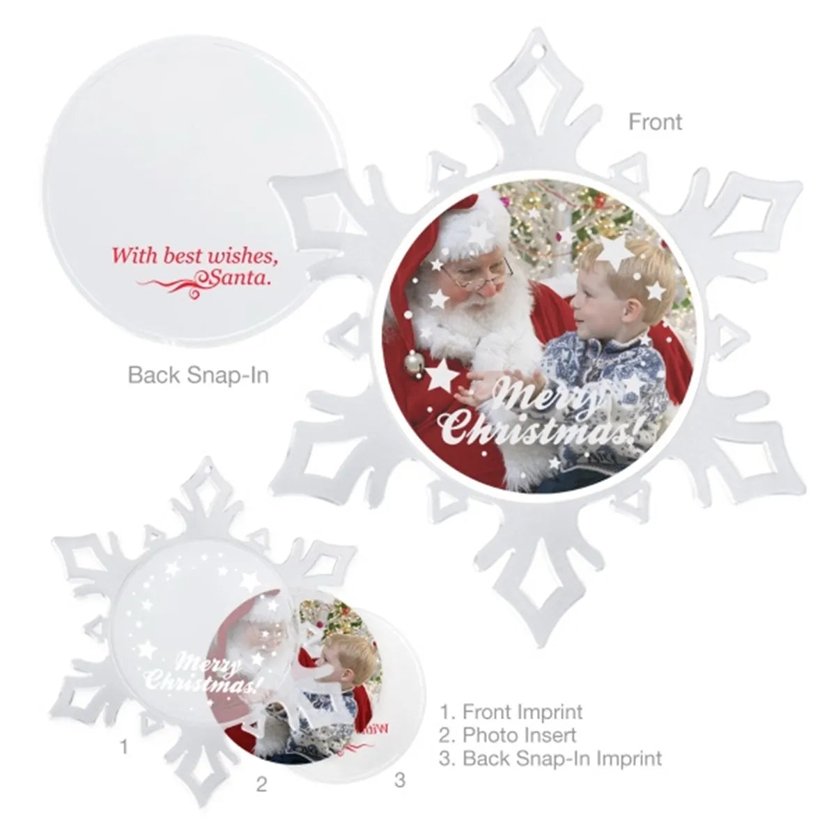 Snap-in Holiday Christmas Tree Snowflake Ornament — 5" x 5 3/4"