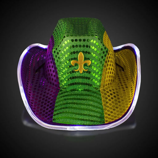 Mardi Gras Light-Up Sequin Cowboy Hat