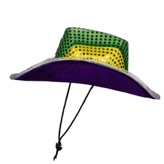 Mardi Gras Light-Up Sequin Cowboy Hat