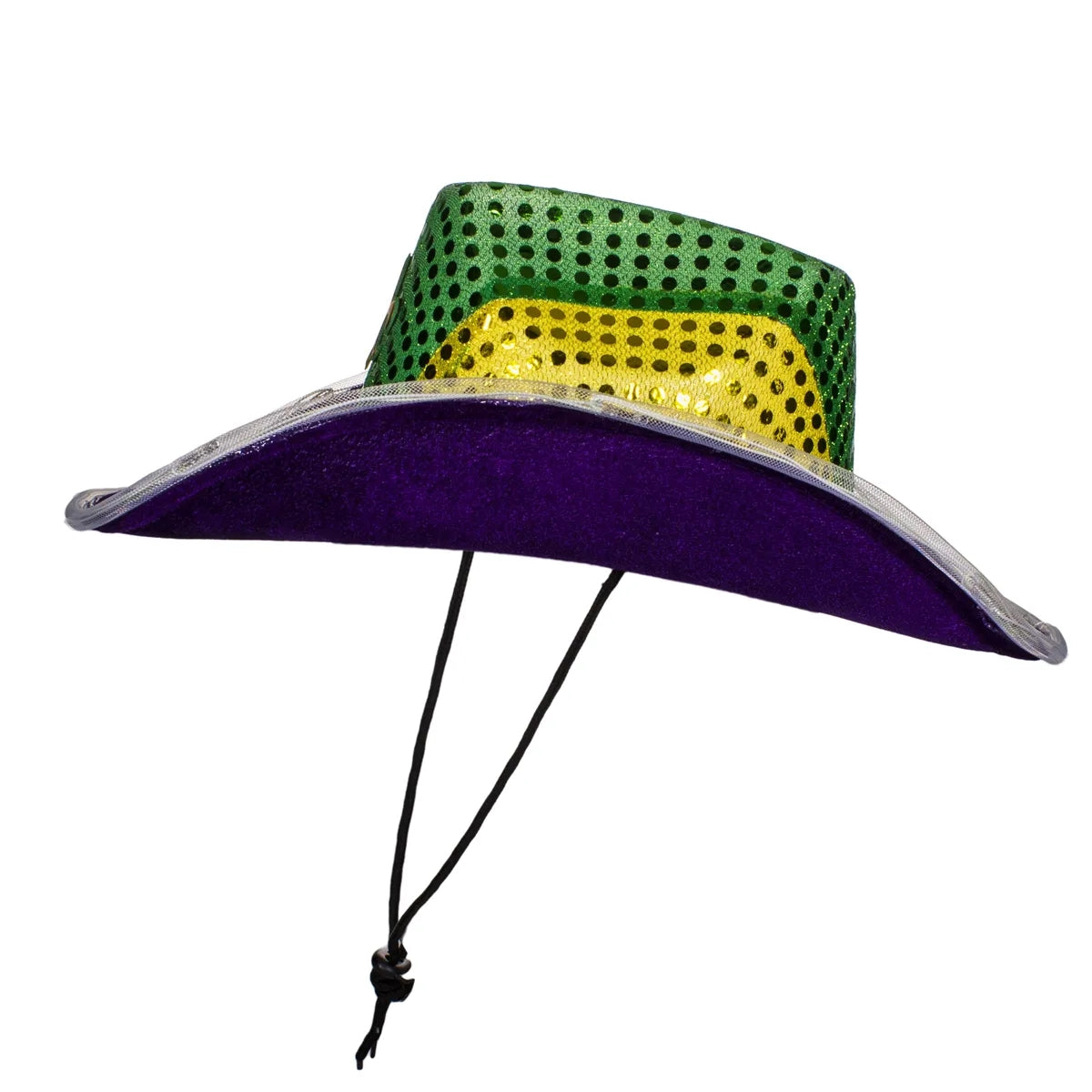 Mardi Gras Light-Up Sequin Cowboy Hat