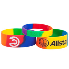 3/4" Rush Segmented Rainbow Silicone Wristband