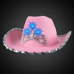 Flashing Pink LED Cowboy Hat