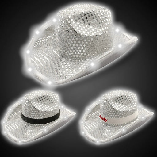Light-Up Silver Sequin Cowboy Hat