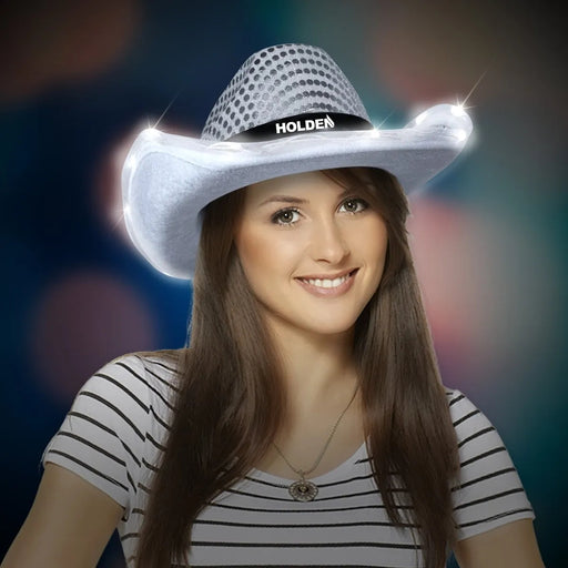 Light-Up Silver Sequin Cowboy Hat