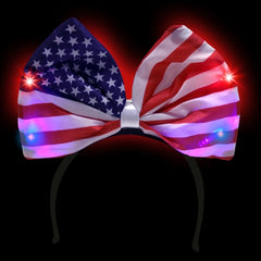 Light-Up USA Flag Bow Headband
