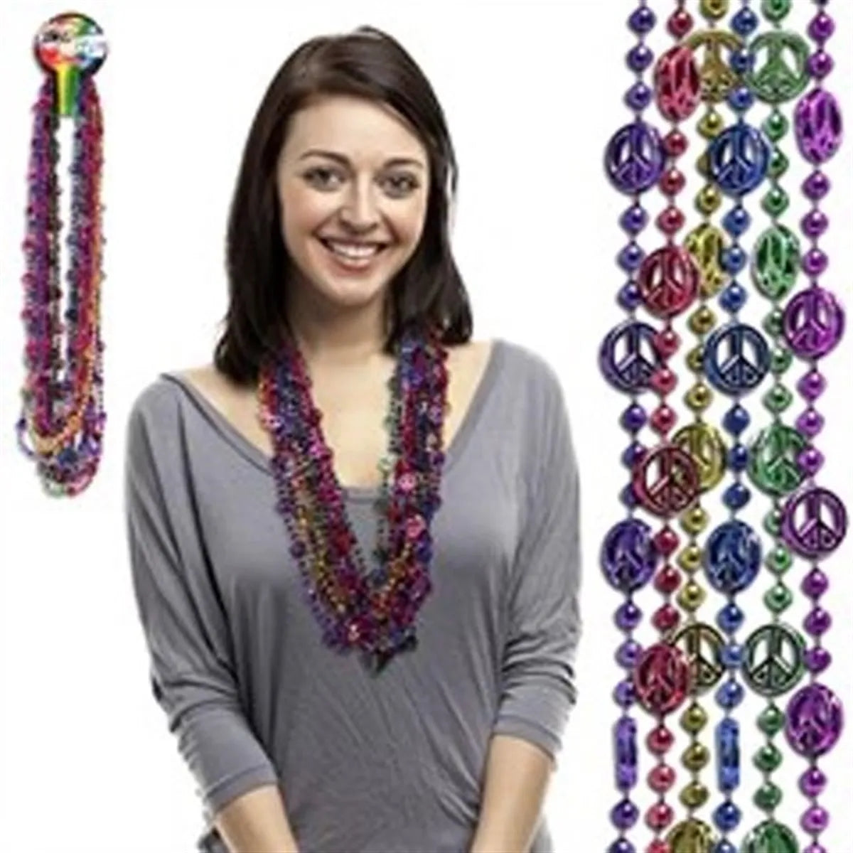 Peace Sign Bead Necklace