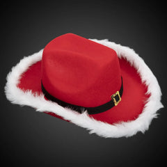 Santa Cowboy Hat with White Trim