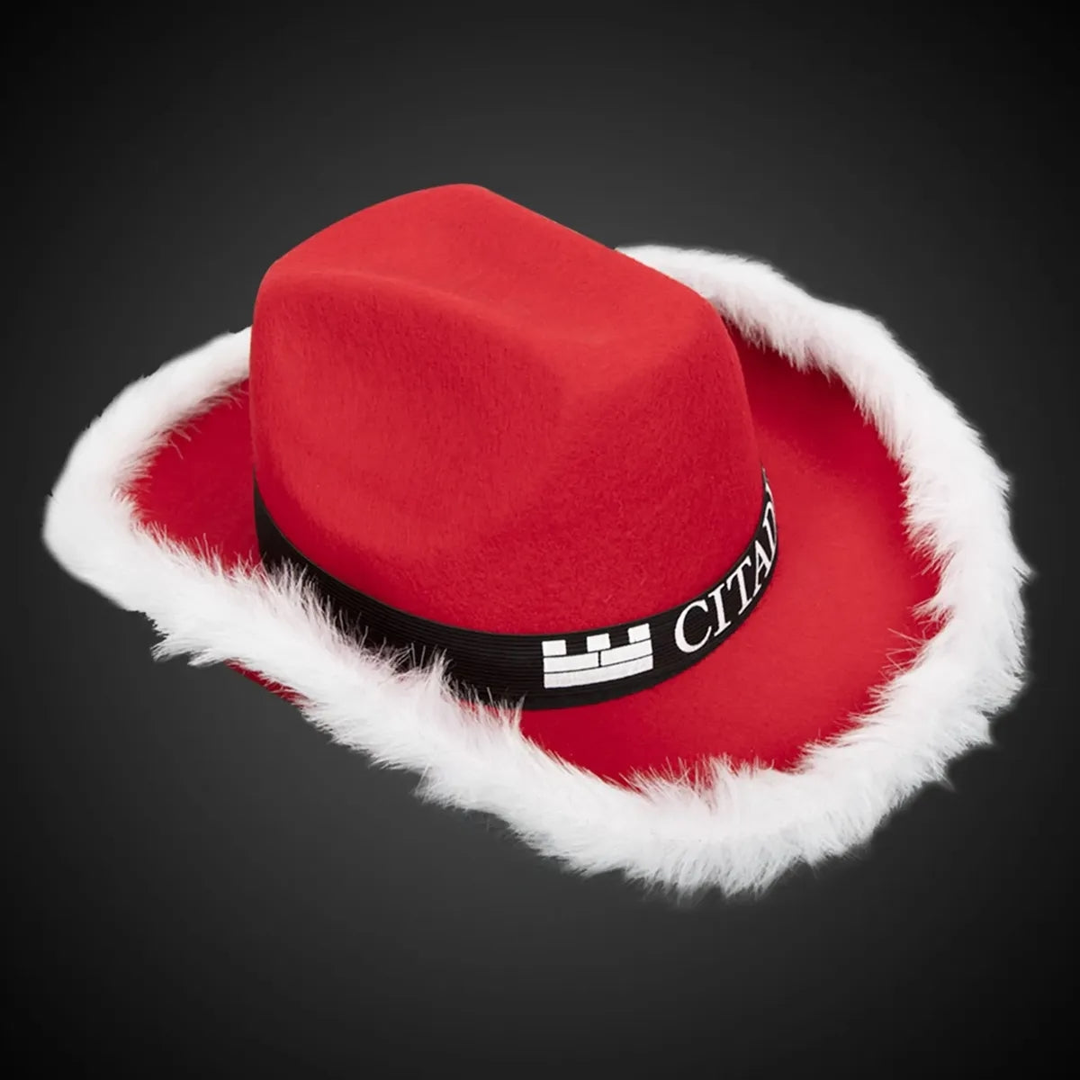 Santa Cowboy Hat with White Trim