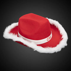 Santa Cowboy Hat with White Trim