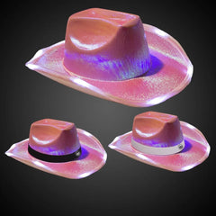 Light-Up Iridescent Cowboy Hat — Pink