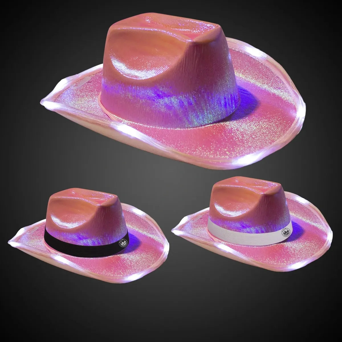Light-Up Iridescent Cowboy Hat — Pink