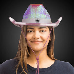 Light-Up Iridescent Cowboy Hat — Pink