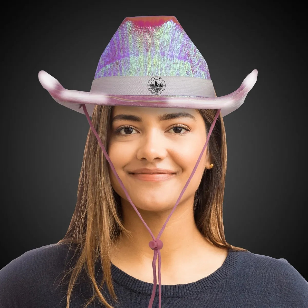 Light-Up Iridescent Cowboy Hat — Pink