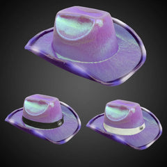 Light-Up Iridescent Cowboy Hat — Purple