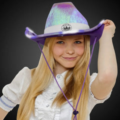 Light-Up Iridescent Cowboy Hat — Purple