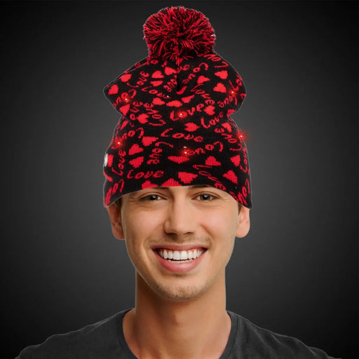 Light-Up Heart Knit Hat