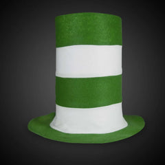 Green & White Stovepipe Top Hat