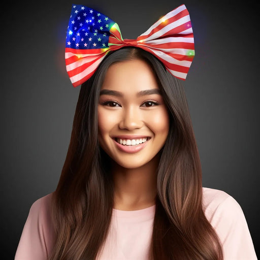 Light-Up USA Flag Bow Headband