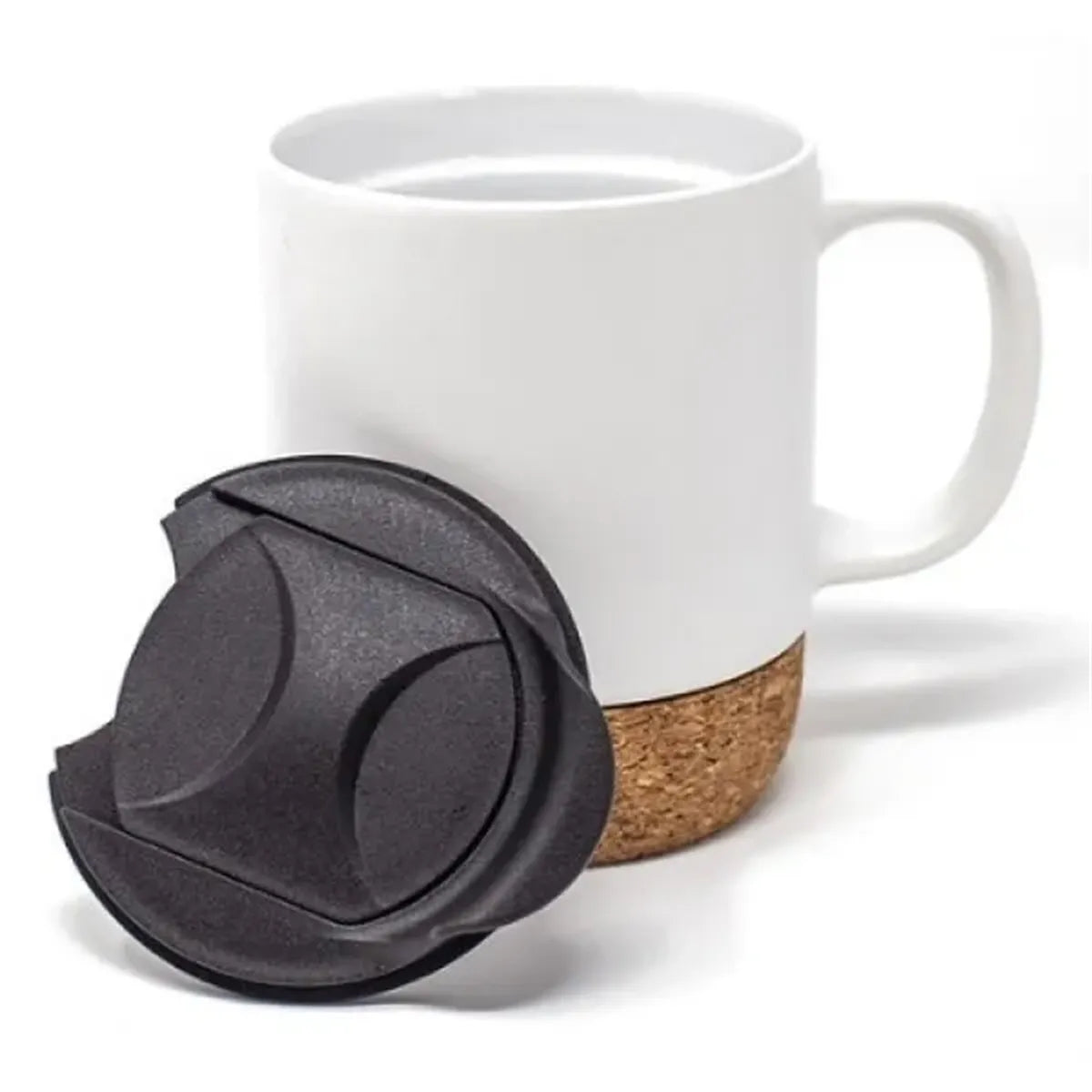 12 oz. Cork-Ceramic Mug w/ Lid