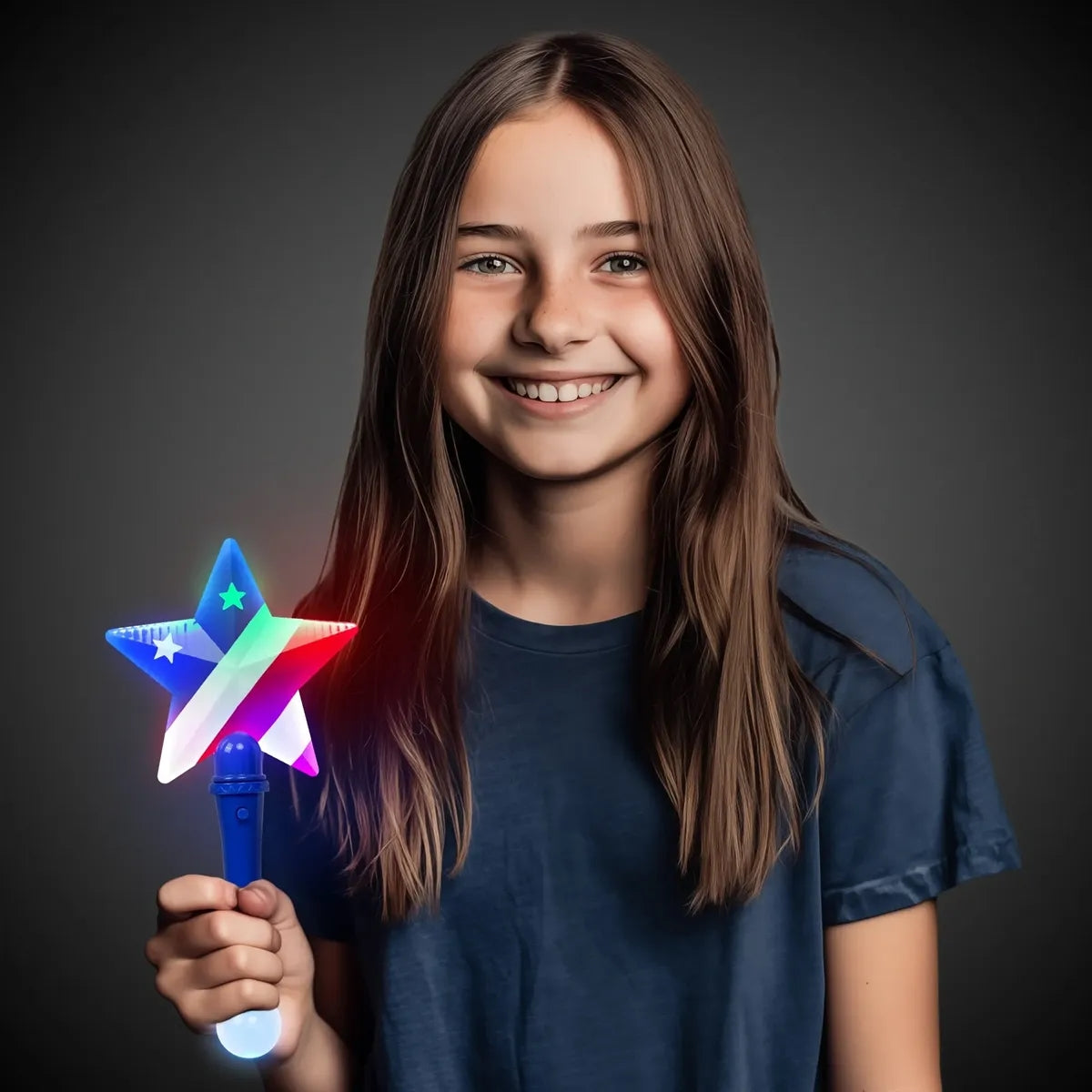 Light-Up USA Star Wand 10"
