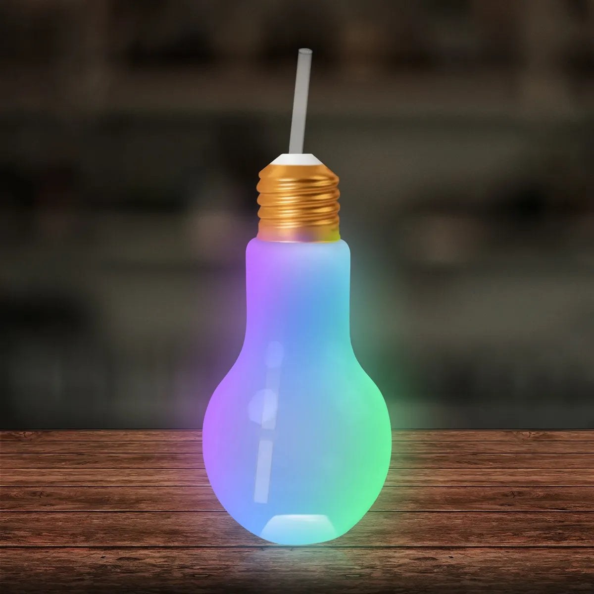 Light-Up Light Bulb Cup with Straw 16 oz