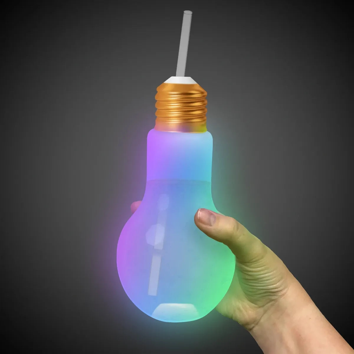 Light-Up Light Bulb Cup with Straw 16 oz