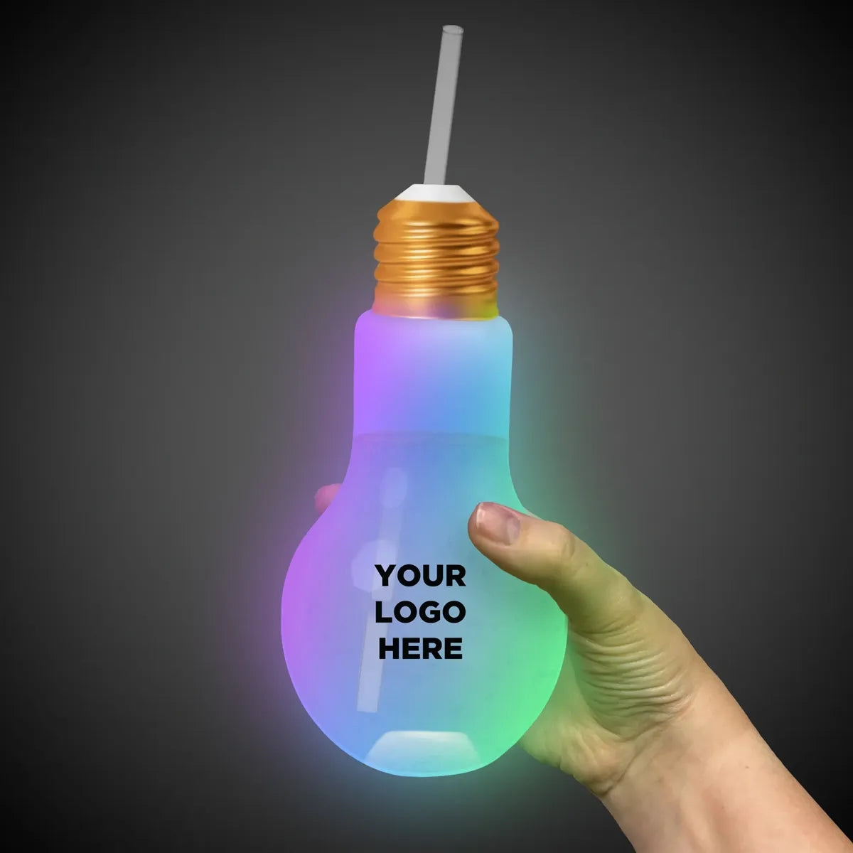 Light-Up Light Bulb Cup with Straw 16 oz