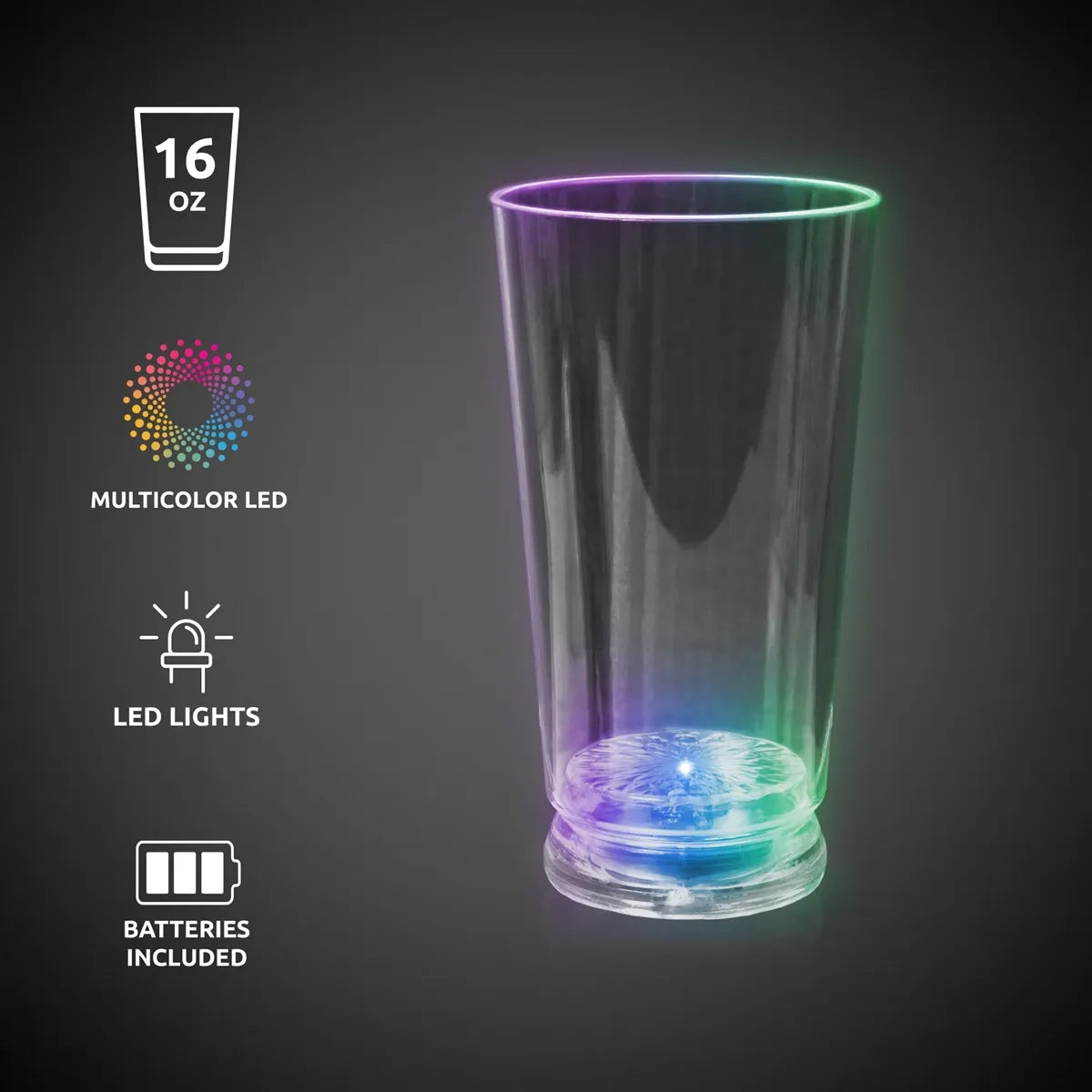 Light-Up Blue Pint Glass 16 oz