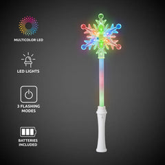 Light-Up Multi-Color Snowflake Wand 15"