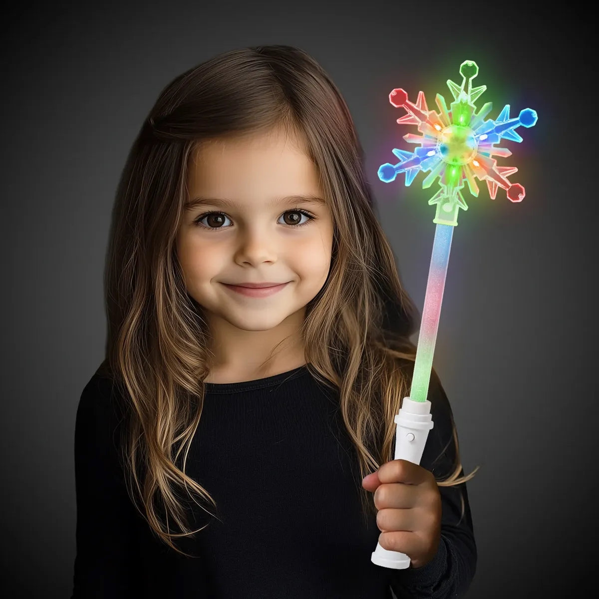 Light-Up Multi-Color Snowflake Wand 15"