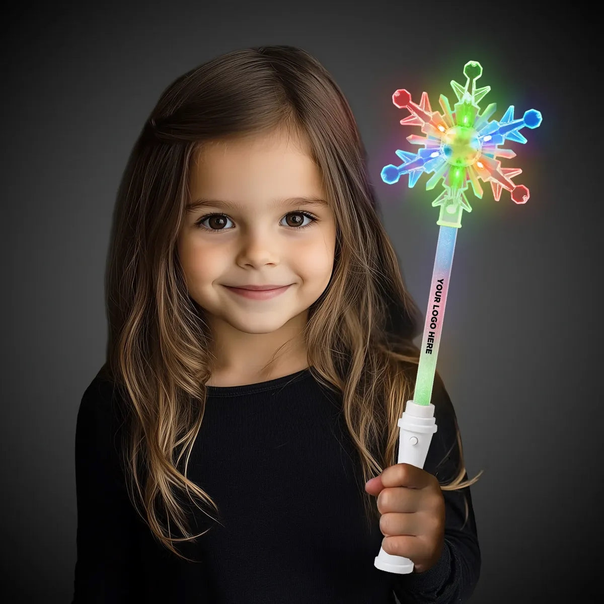 Light-Up Multi-Color Snowflake Wand 15"