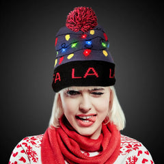 Light-Up "Fa La La" Knit Hat