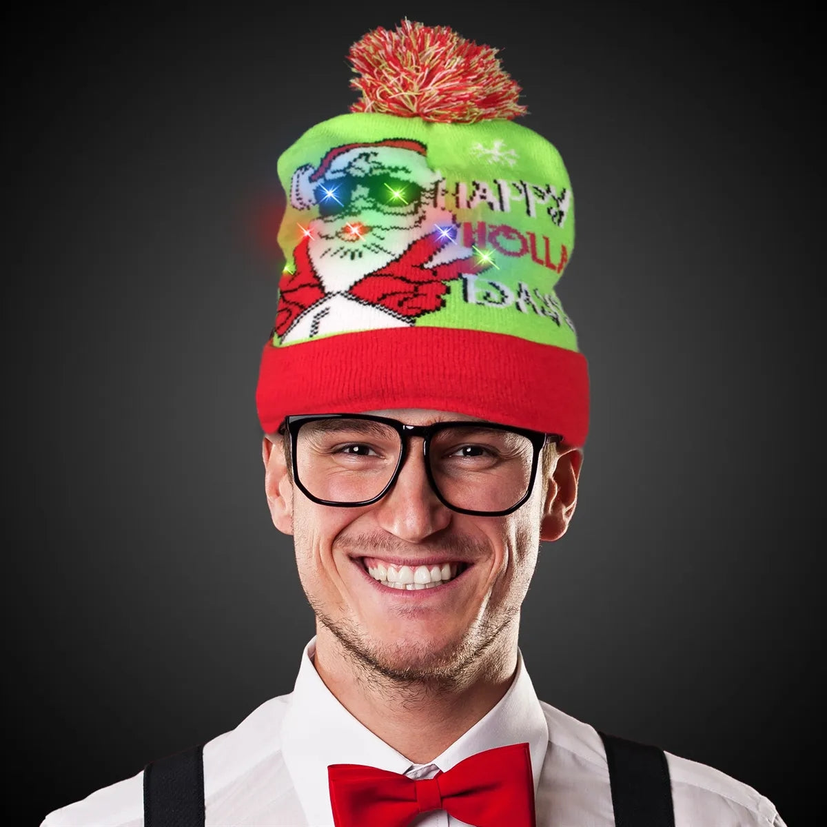 Light-Up "Happy Holidays" Knit Hat
