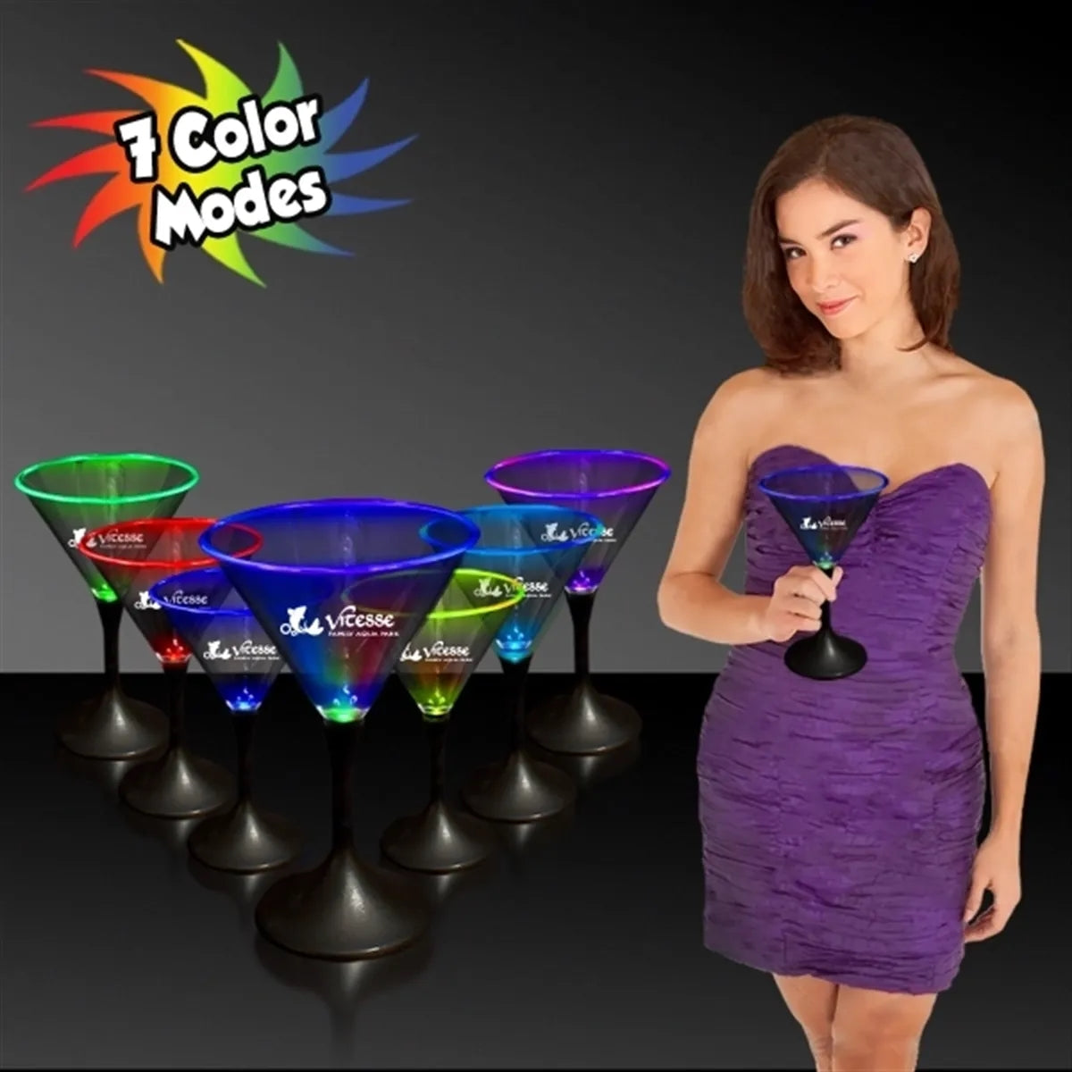 Light-Up Martini Glass 7 oz — Clear Top