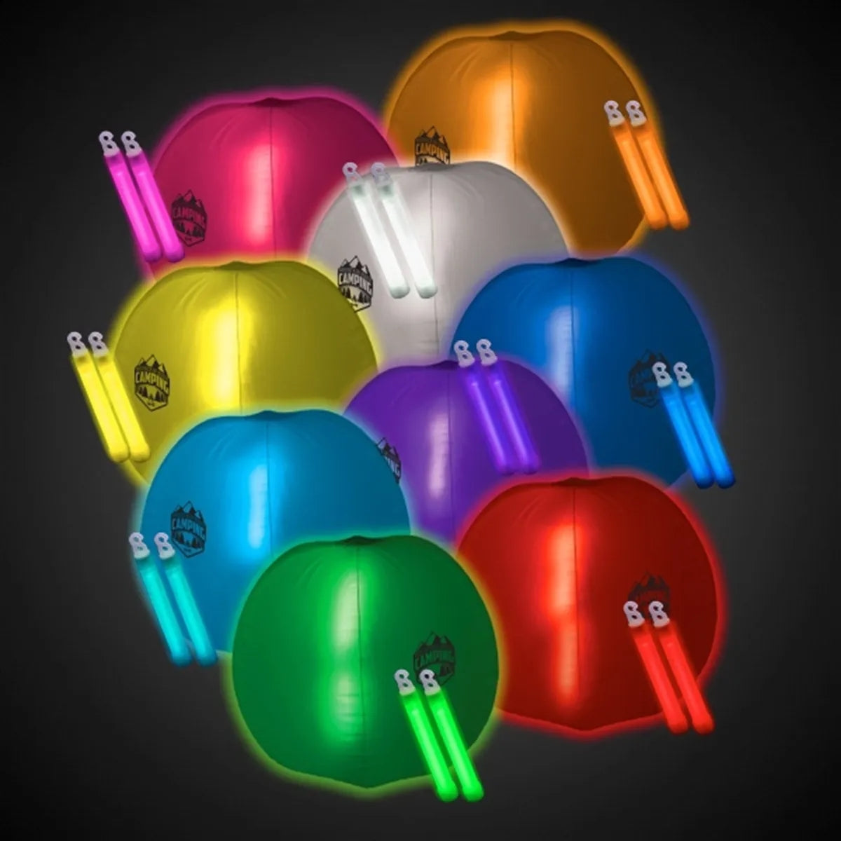 Inflatable Beach Ball 24" with Two Glow Sticks