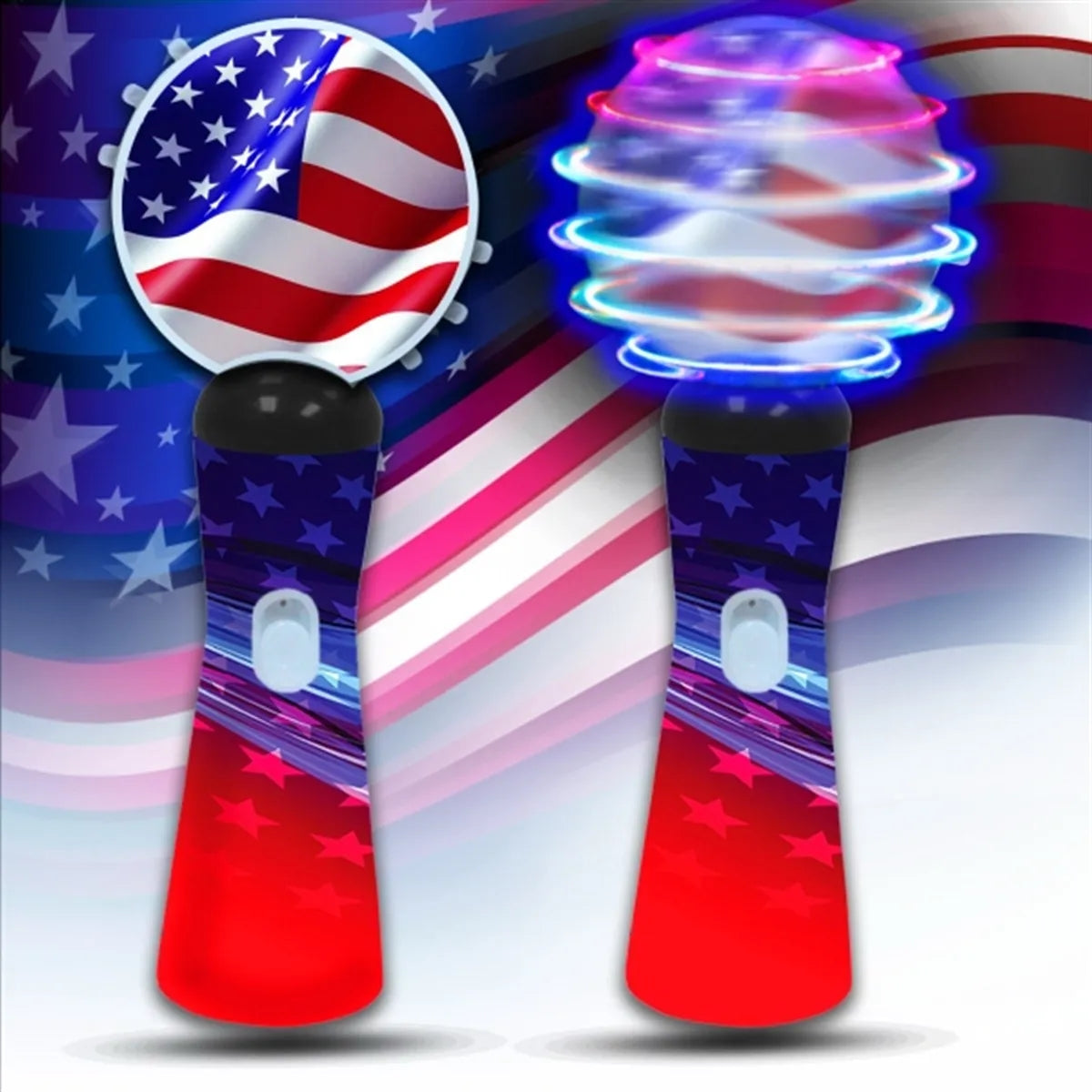 Patriotic Light-Up Coin Spinner Wand 9"