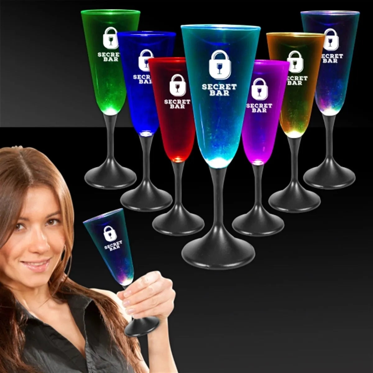 Light-Up Champagne Glass — Clear Top