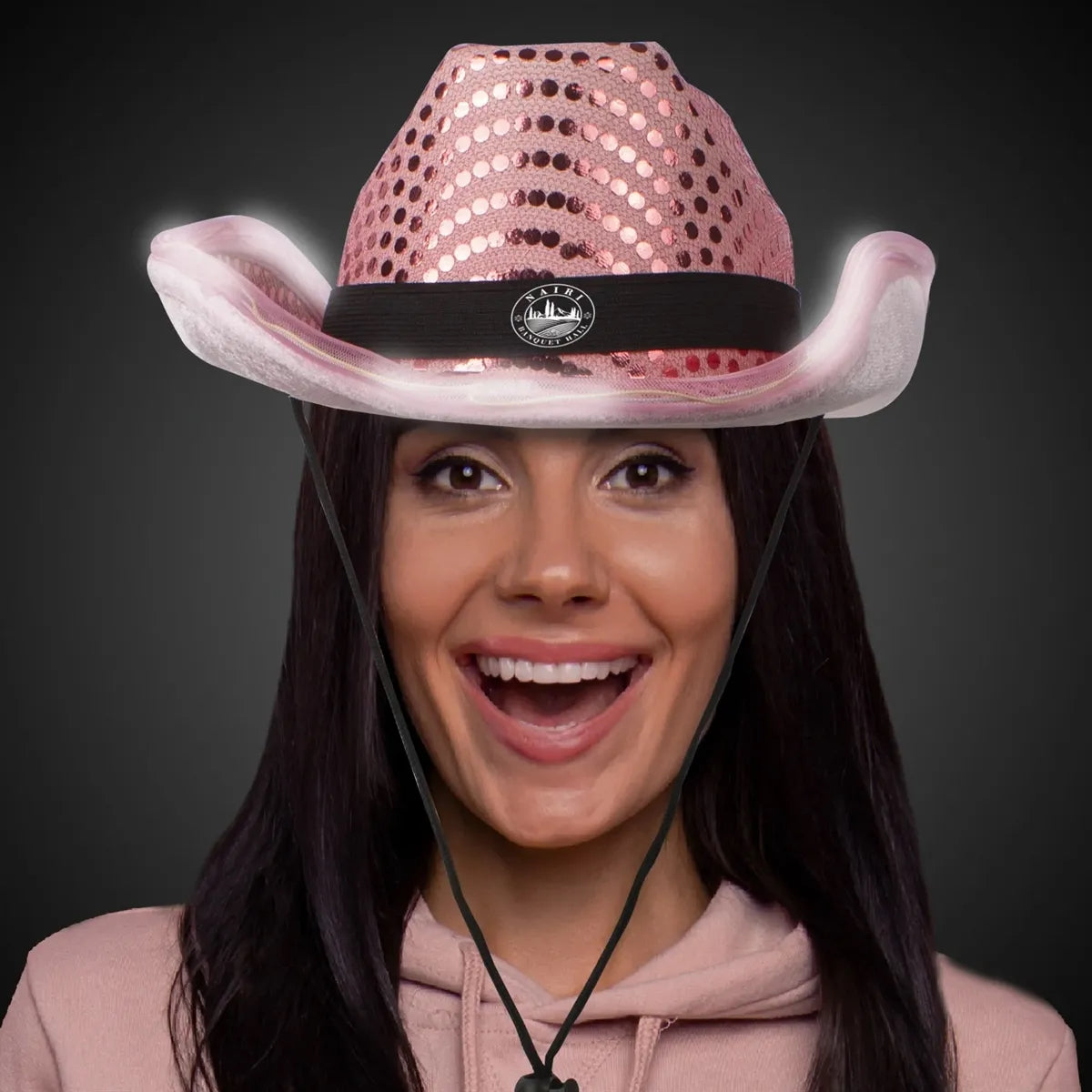 Light-Up Sequin Cowboy Hat — Pink, Green, Purple, Brown