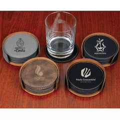 Round Leatherette Coaster Set