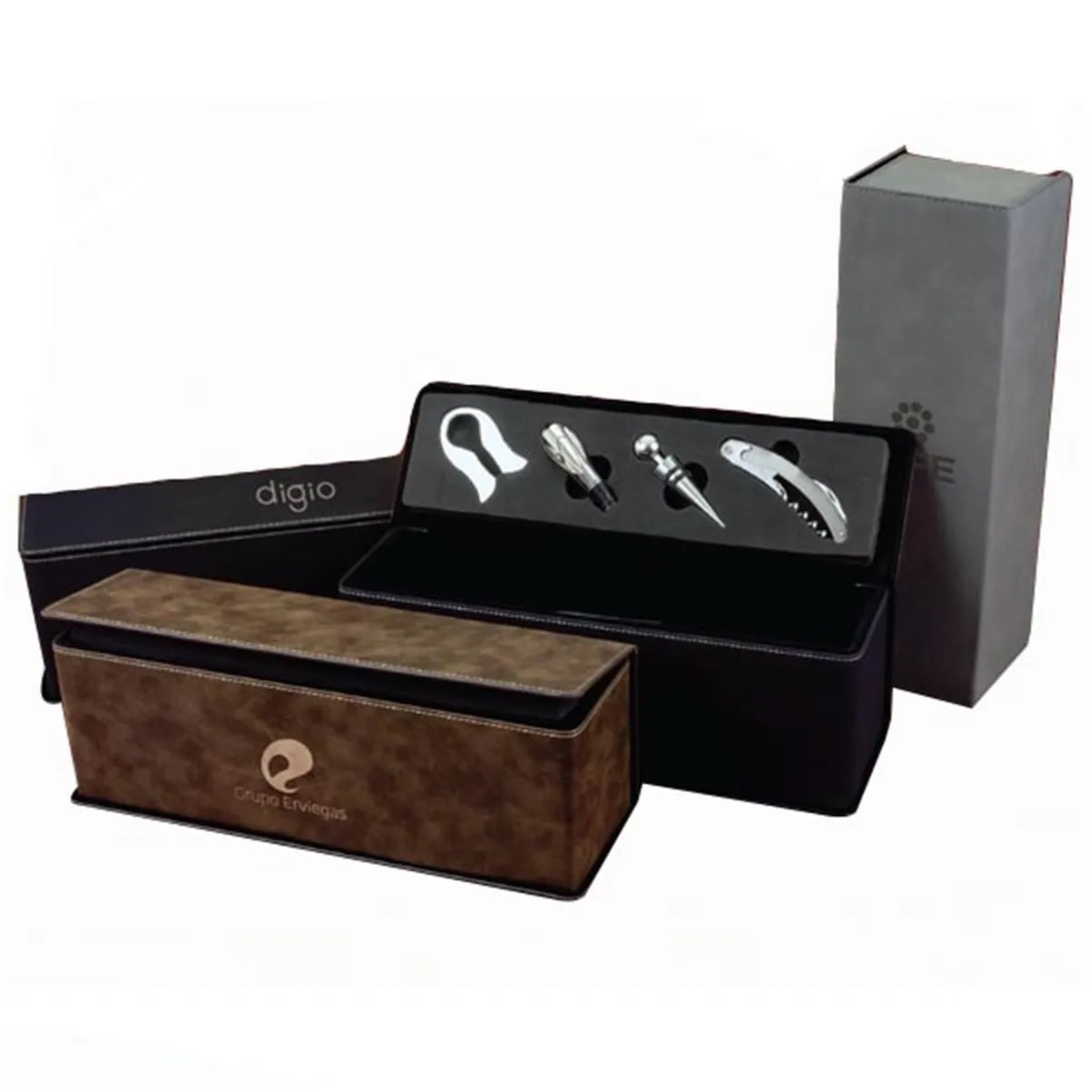 Leatherette Wine Tool Set and Bottle Case
