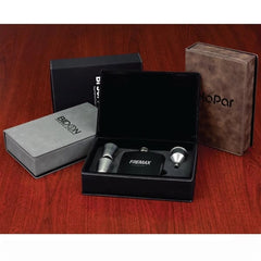 Leatherette 6 oz Flask Gift Box Set