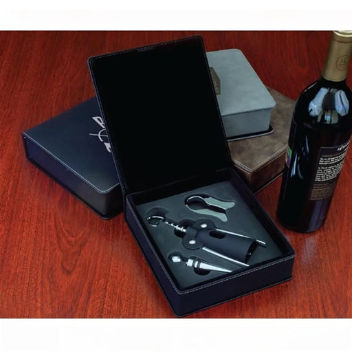 Leatherette Wine Tool Screw Lever Set