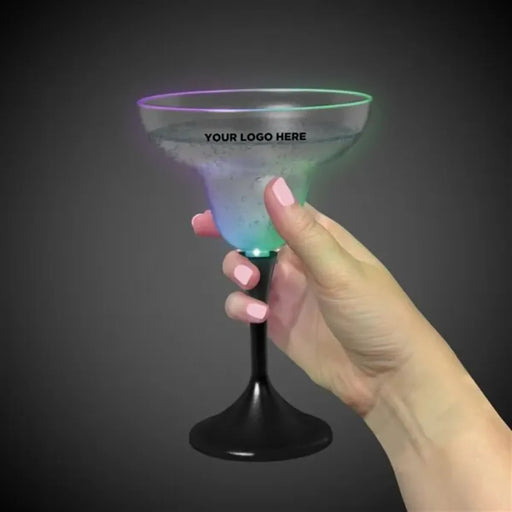 Light-Up Margarita Glass — Frosted Top, Black Stem