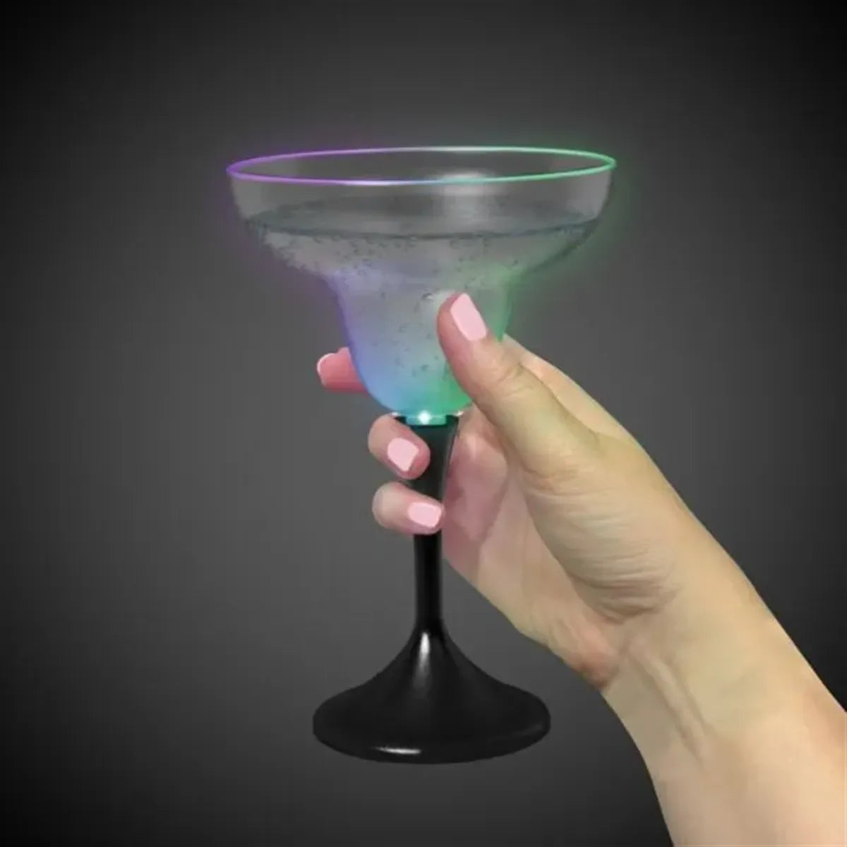 Light-Up Margarita Glass — Frosted Top, Black Stem