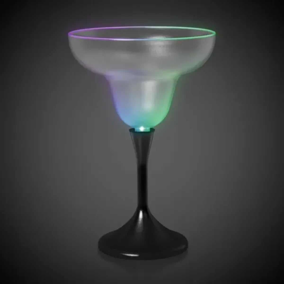 Light-Up Margarita Glass — Frosted Top, Black Stem