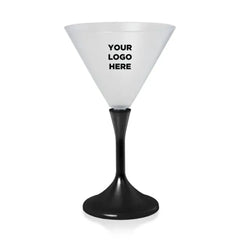 Light-Up Martini Glass 7 oz — Frosted Top, Black Stem