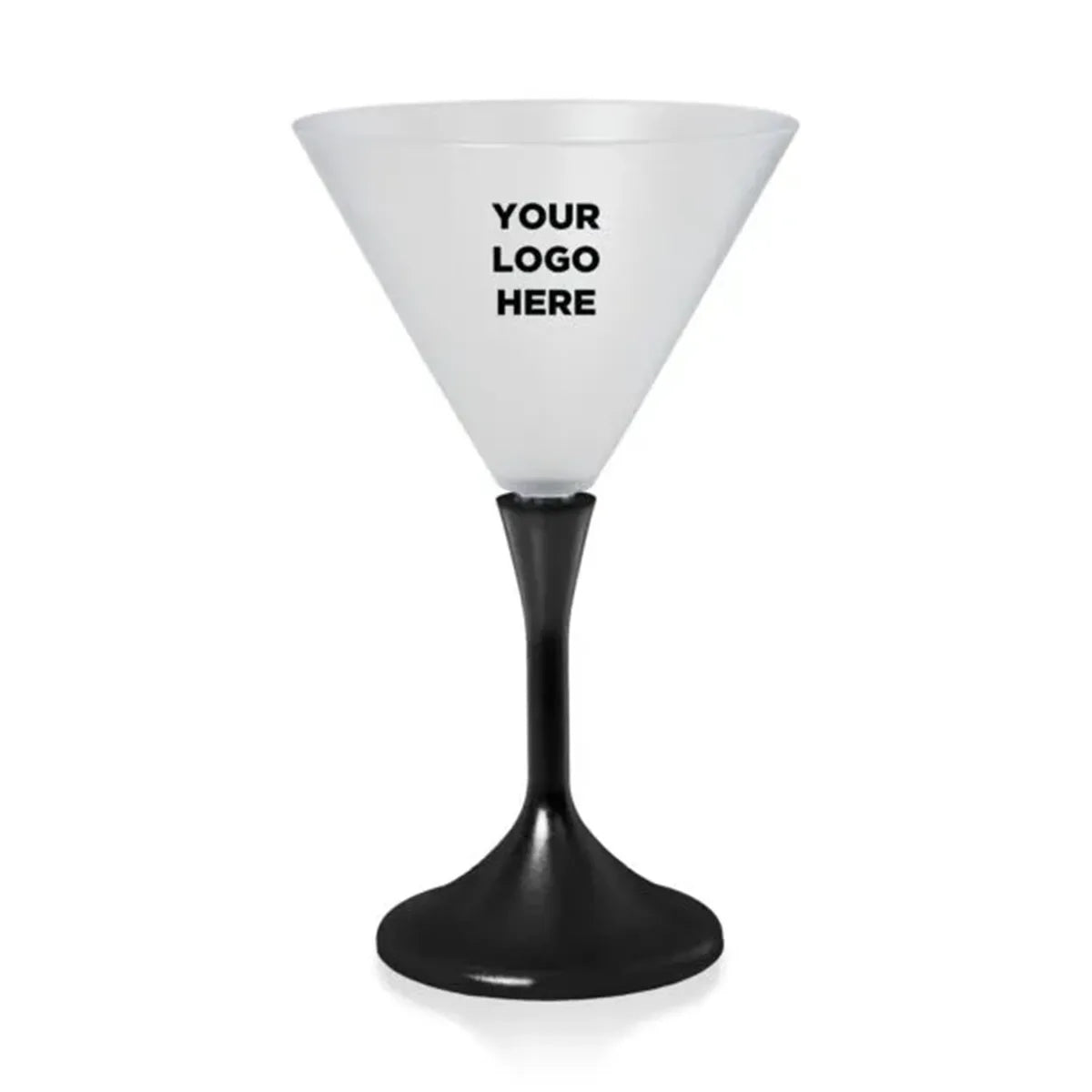 Light-Up Martini Glass 7 oz — Frosted Top, Black Stem